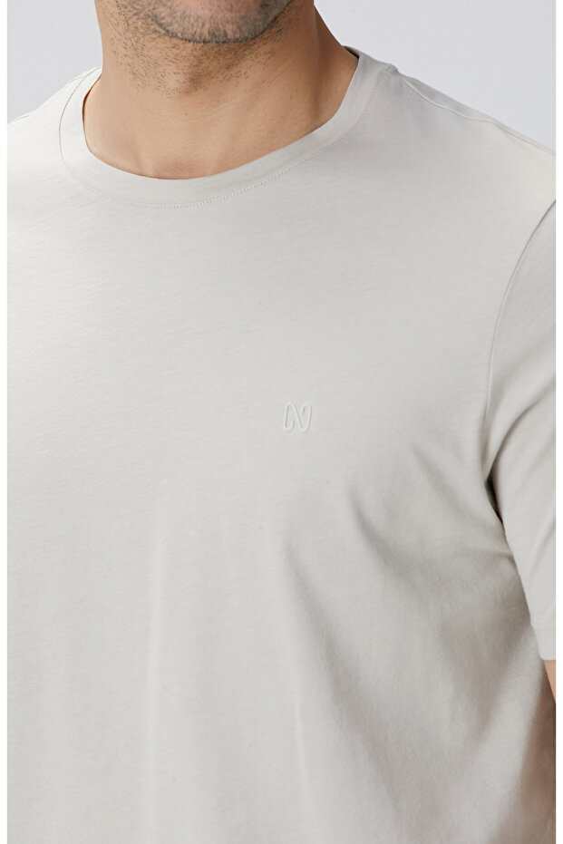 Bej Basic T-shirt - 6