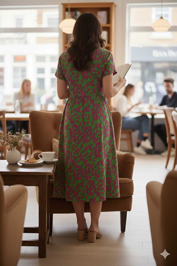 Viskon Frida Elbise - 7