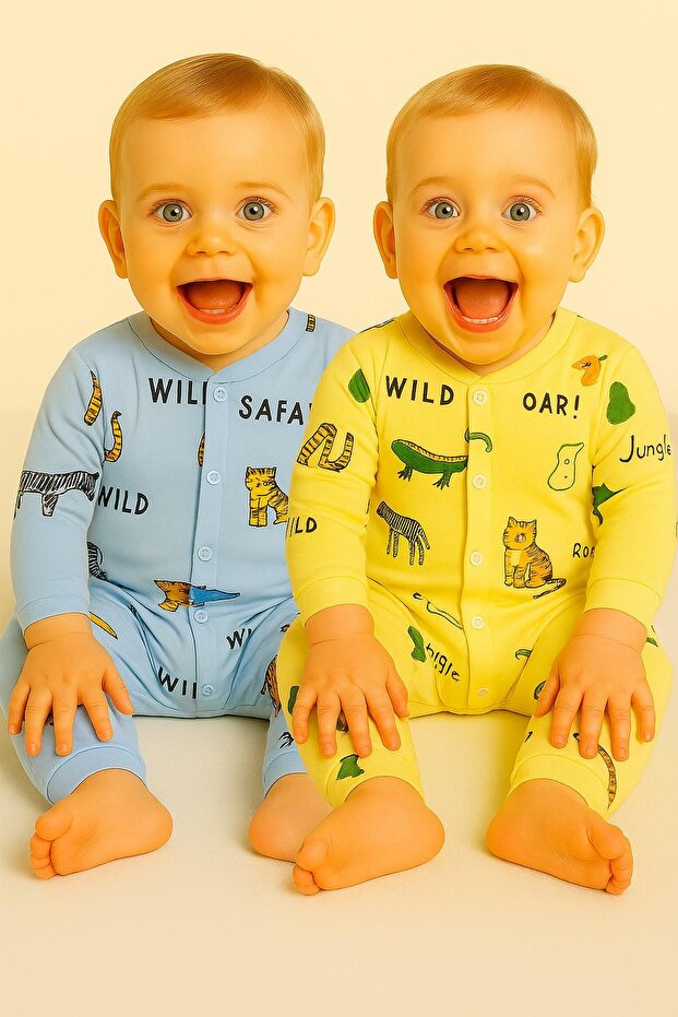 Baby Rompers Set of 2-(2Pcs Rompers) Large Heart Printed Snap Fastener Rompers Set 100% Cotton 1-3-6 Months