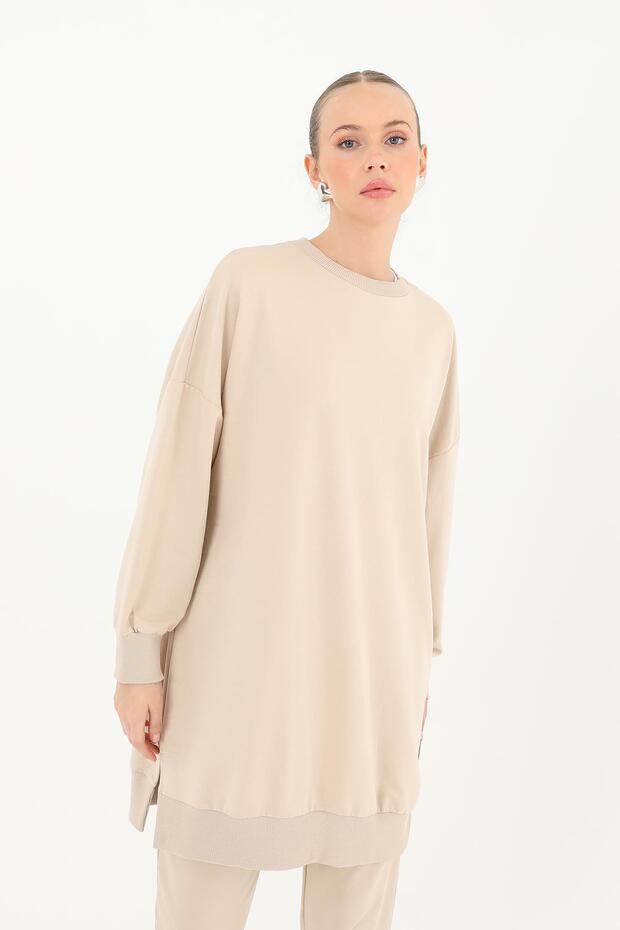 Kadın Basic Tunic - 30644TUN - DARK BEIGE - 2
