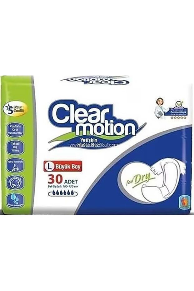 Clearmotion Adult Diapers with Waist Band L - Large - Large 30 Pieces