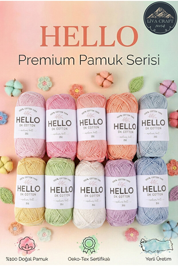 Hello Iplik 10'lu (punch, Amigurumi) Pastel Serisi 25gr