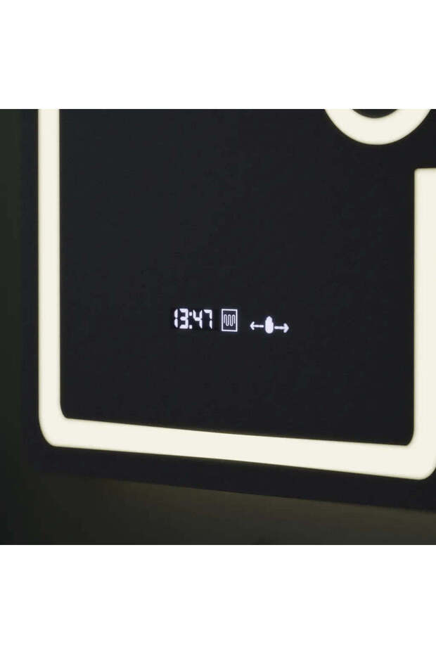 Rectangular LED Mirror, 60x80cm, Eclat MotionGlow Marcello, Clock & Thermometer - 2