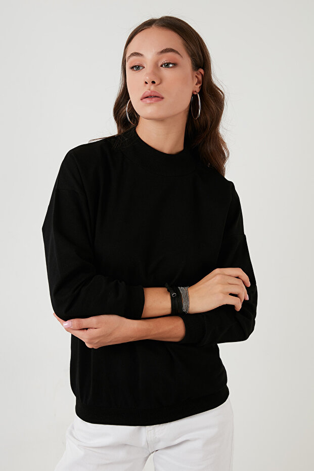 Pamuklu Dik Yaka Basic Örme Sweat SWEAT 5863323 - 3