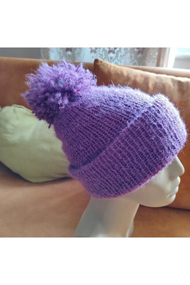 Paris Dev Ponponlu Çift Kat Bere Beyaz - 9