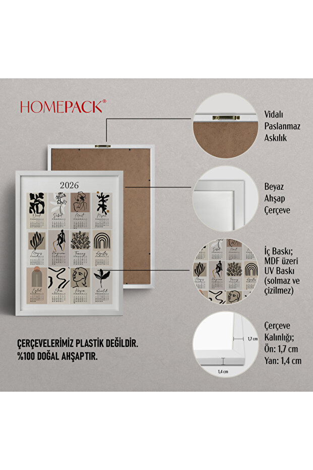 Çerçeveli Tekli Takvim Tablo Poster Tablo TK/191 - 6