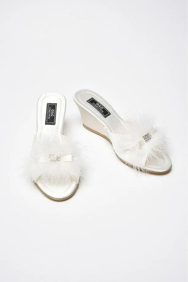 Premium Collection Women's Furry and Stoned Bridal Comfortable Dowry Slippers & Gift Boxed House Slippers