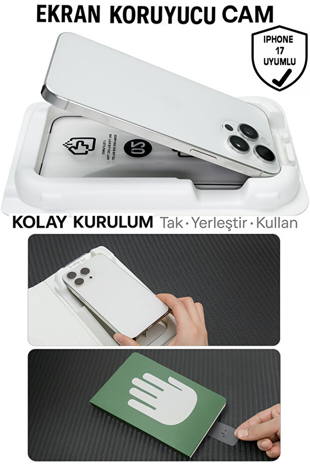 Magicbox Transparent Full Coverage Screen Protector with Easy Installation Tool Compatible with iPhone 17 - 1