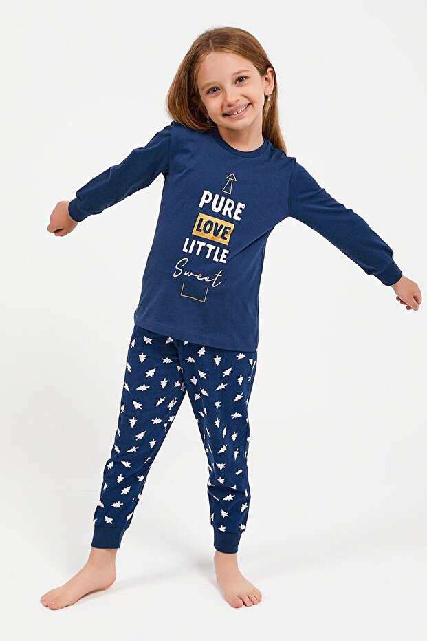 Girl's Love Little Sweet Dark Long Sleeve Pajama Set