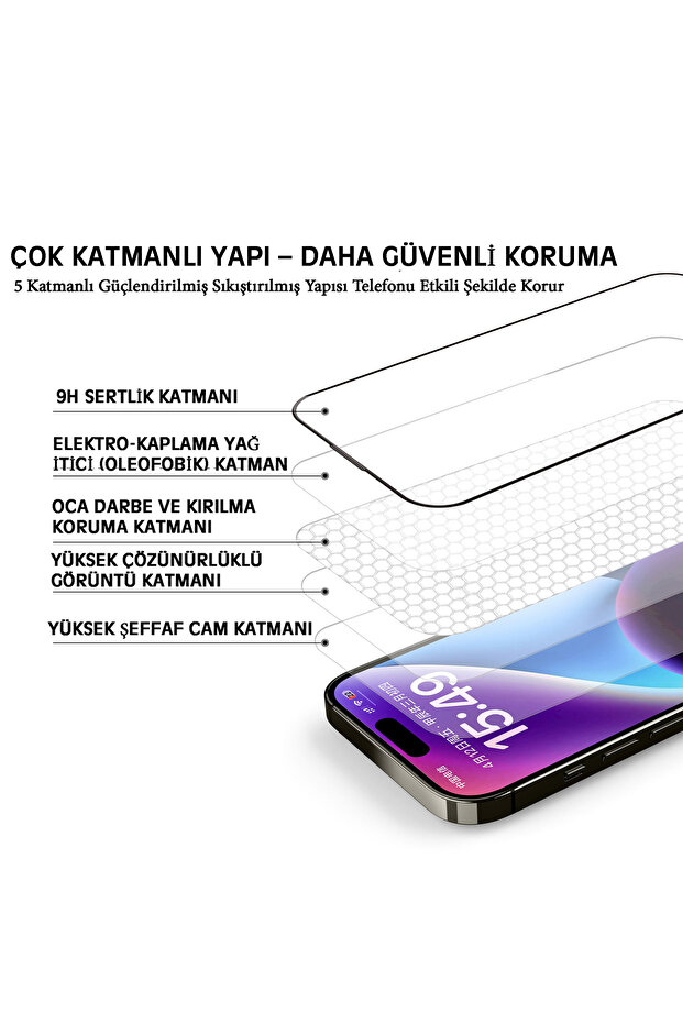 واقي شاشة شفاف يغطي الشاشة بالكامل متوافق مع هاتف iPhone 14 PRO مع جهاز سهل التركيب من Magicbox - 6