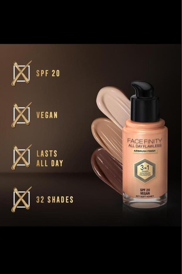 Fondöten Facefinity Foundation All Day Flawless 77 Soft Honey - 7