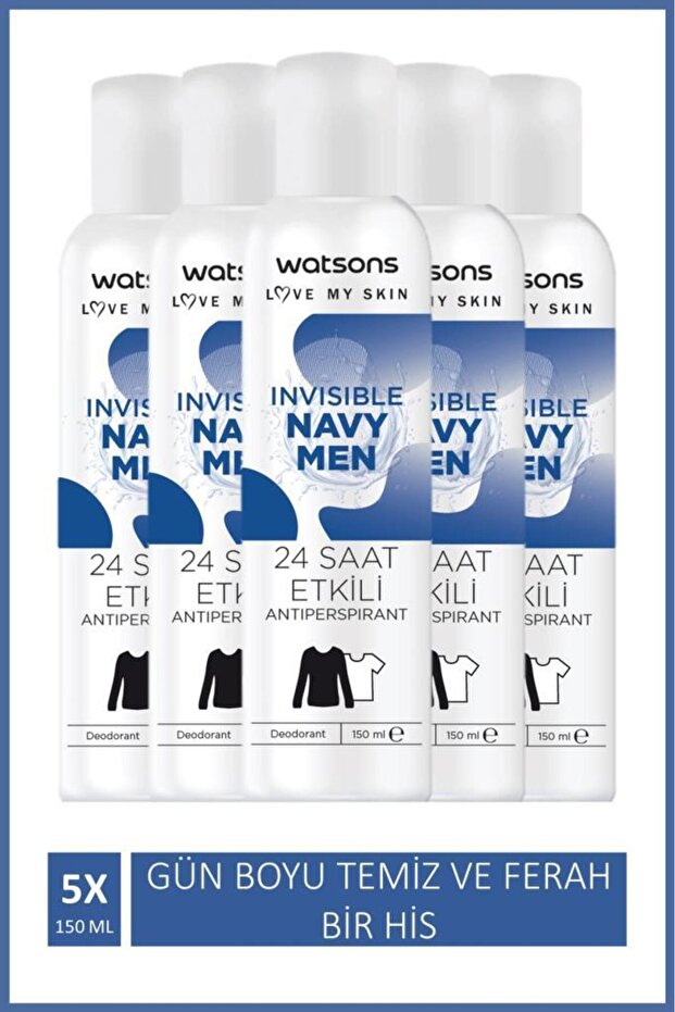 Invisible Navy Men Deodorant 5x150ml - 1