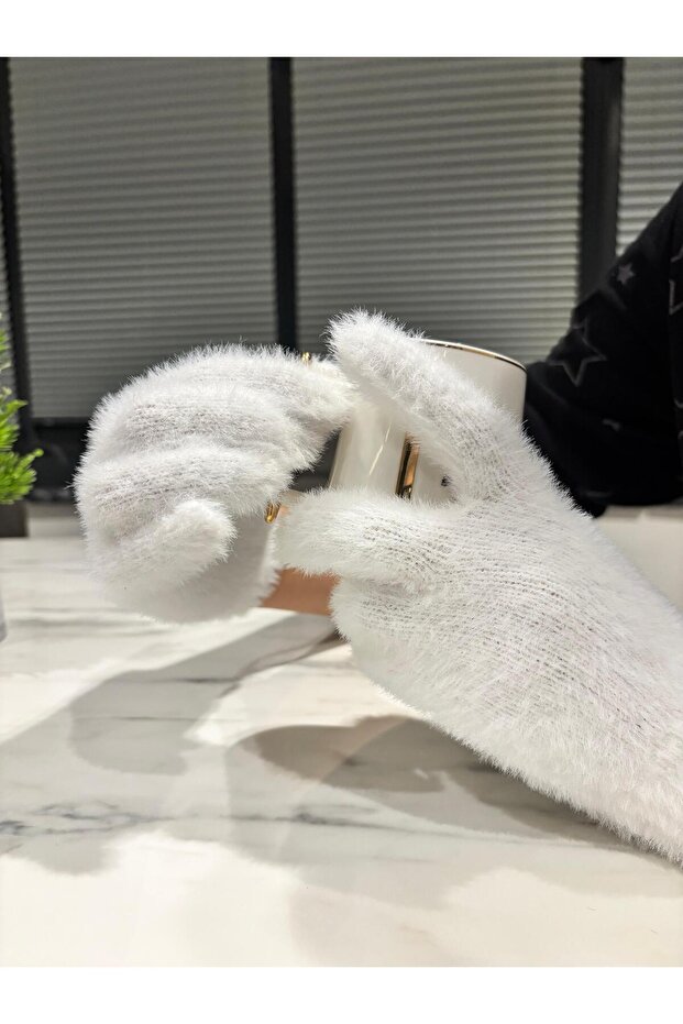 Kadın Peluş Uzun Eldiven - 3