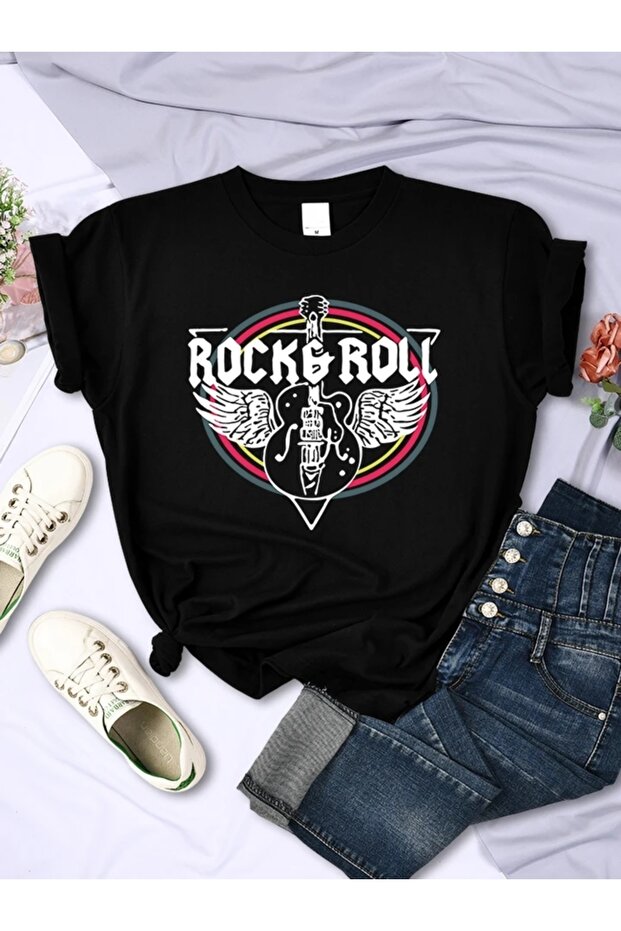 STYLE-X ROCK & ROLL PRINTED, CYCLING NECK, 100% COTTON, OVERSIZE, UNISEX TSHIRT