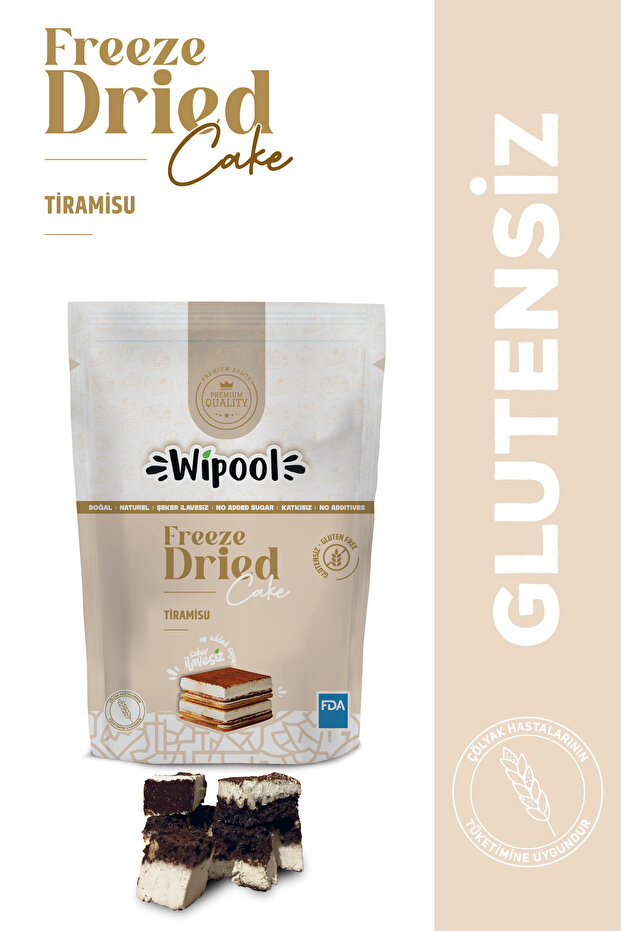 wipool organic discover the healthy life GLUTENSİZ-RAFİNE ŞEKERSİZ TİRAMİSU PASTA FREEZE DRİED - DONDURULARAK KURUTULMUŞ