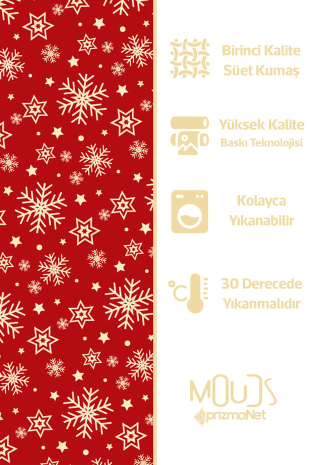 Snowflakes Christmas Patterned Suede Runner Tablecloth - 3