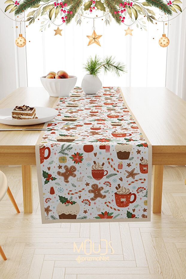 كعكة عيد الميلاد منقوشة من جلد الغزال عداء مفرش المائدة - 1