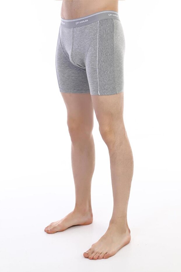 Erkek Gri Elastanlı Biyeli Boxer Külot - 4