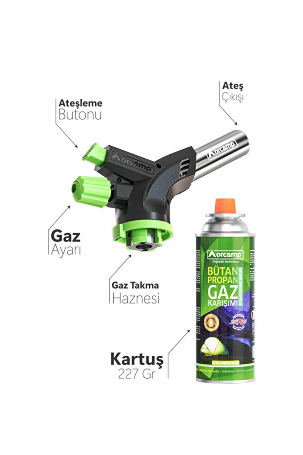 Kamp Kartuş Tüp 227gr + Çakmaklı Pürmüz Set Orgaz - Kts227 + Cx-500 - 3