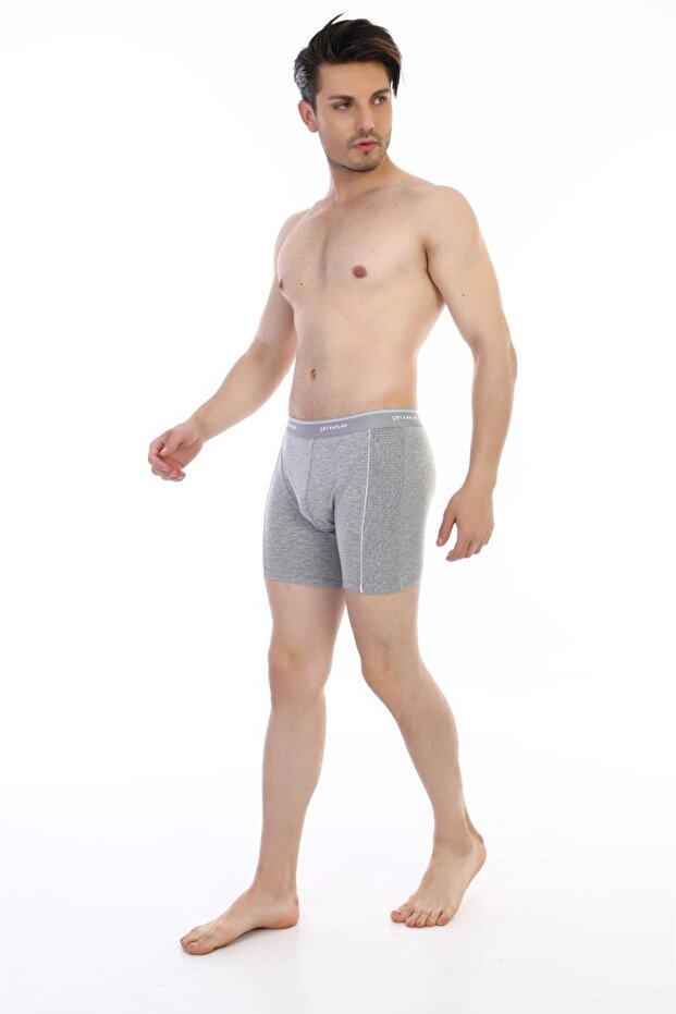 Erkek Gri Elastanlı Biyeli Boxer Külot - 1