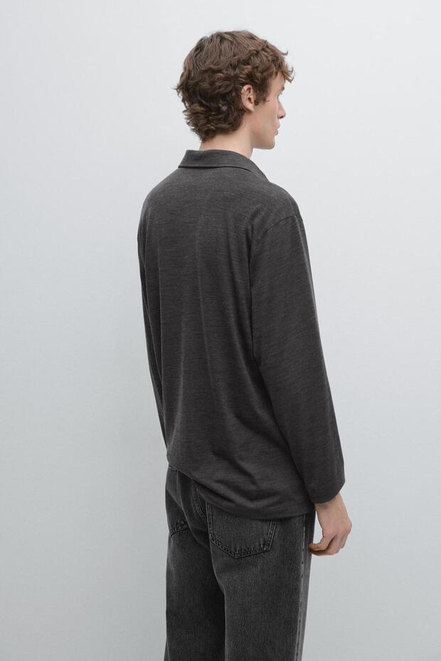 Yün karışımlı triko polo yaka kazak - 3