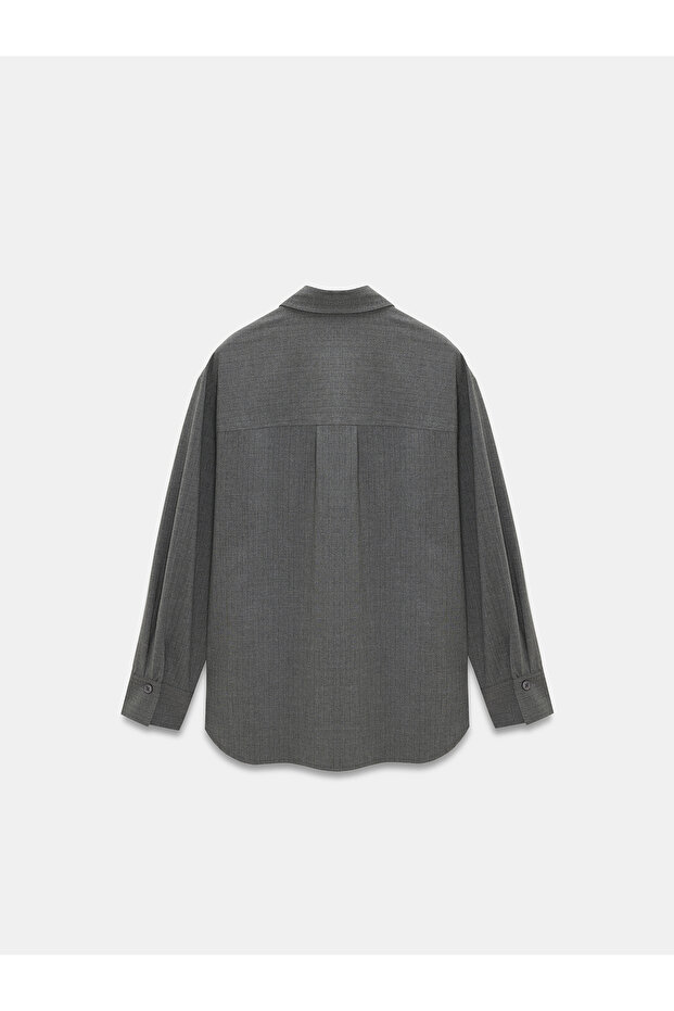 50534 Oversize Gömlek-Gri - 7