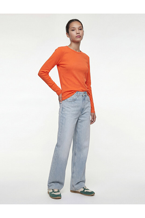 Cotton Long Sleeve Crew Neck Basic T-Shirt