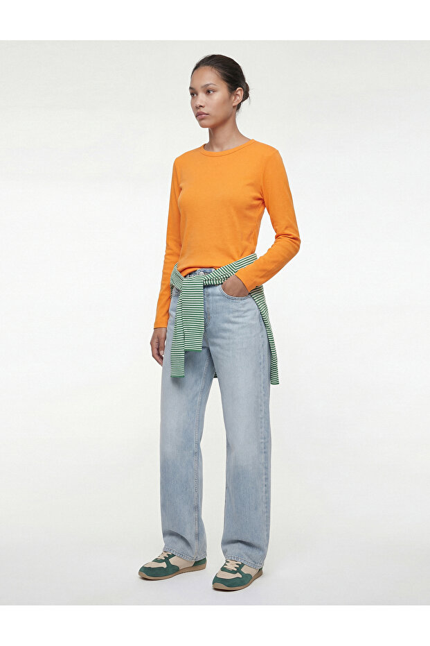 Cotton Long Sleeve Crew Neck Basic T-Shirt