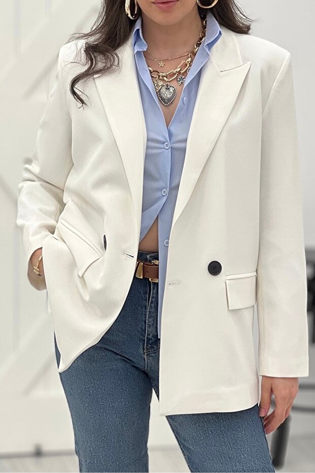 سترة بليزر أساسية بأزرار مزدوجة 4S2004 - 1