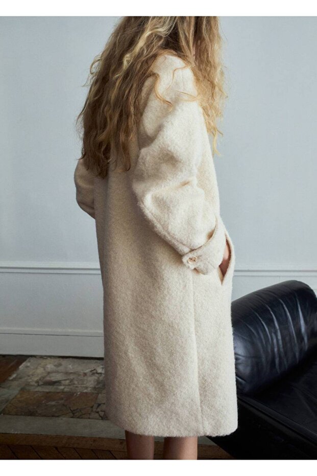 Yakalı buklet palto - 4