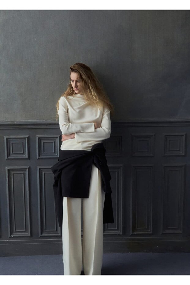 Drape kayık yaka bluz - 2