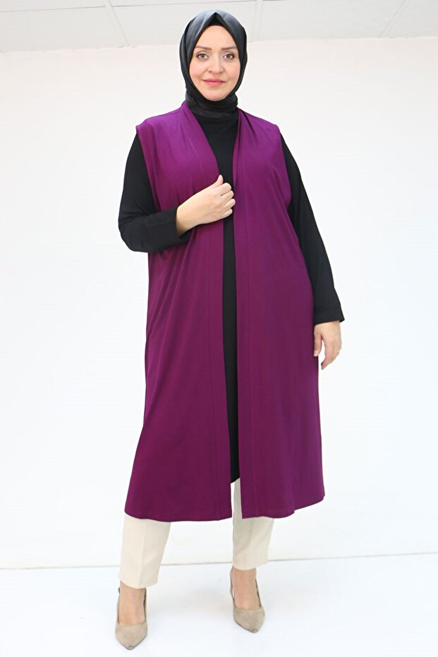 34000 Plus Size Combed Cotton Wear-And-Go Vest - Plum