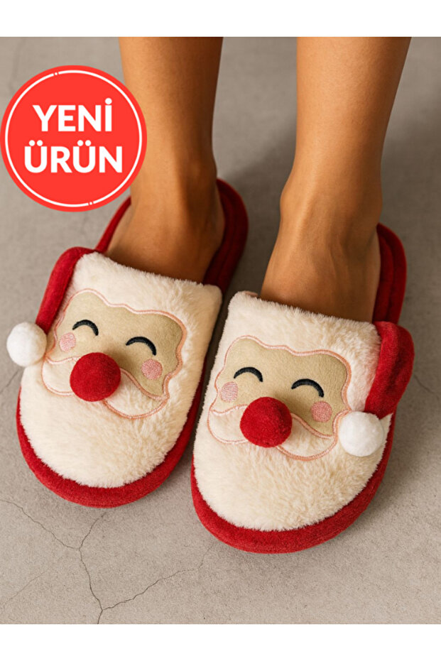 Nadýchané domácí pantofle s postavičkou Santa Clause, vánoční domácí pantofle speciálního designu, protiskluzová podrážka - 1