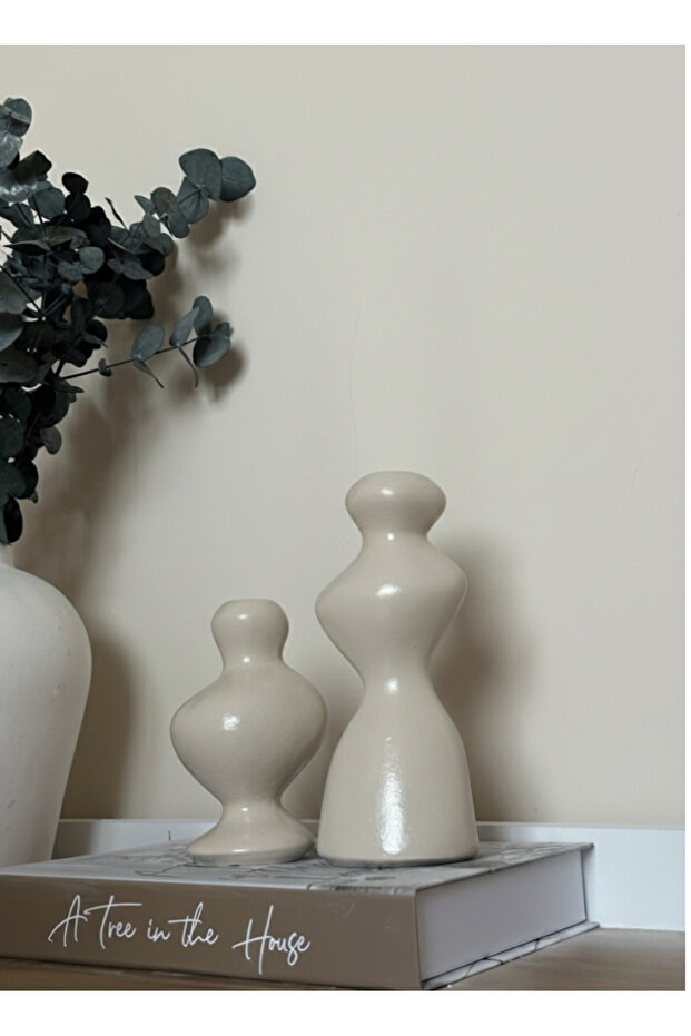 2'li Asimetrik Dalgalı Şamdan Mumluk Biblo - 4