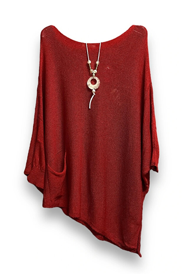 Merserize oversize asimetrik tek cepli triko - 2