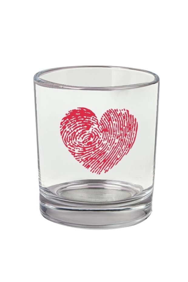 Heart Printed Whiskey Glass - Heart Glass