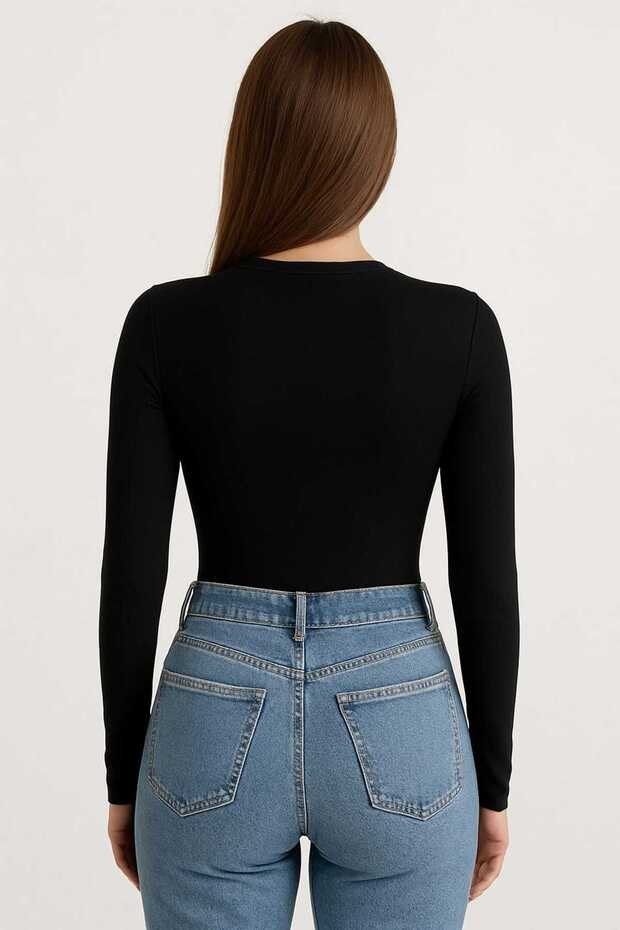 Bisiklet Yaka Basic Uzun Kollu Body - 5