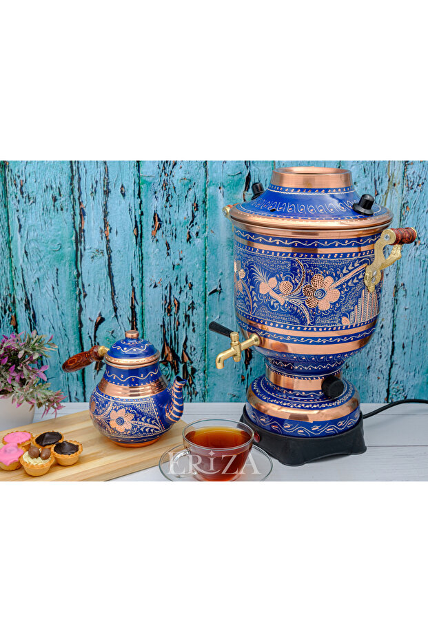 ساموفار نحاسي كهربائي مطرز سعة 6 لتر 220 فولت