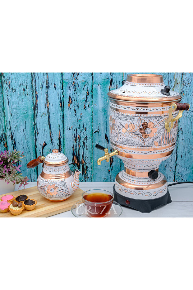 ساموفار نحاسي كهربائي مطرز سعة 6 لتر 220 فولت