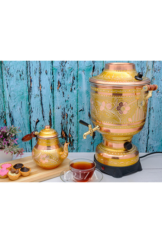 ساموفار نحاسي كهربائي مطرز سعة 6 لتر 220 فولت