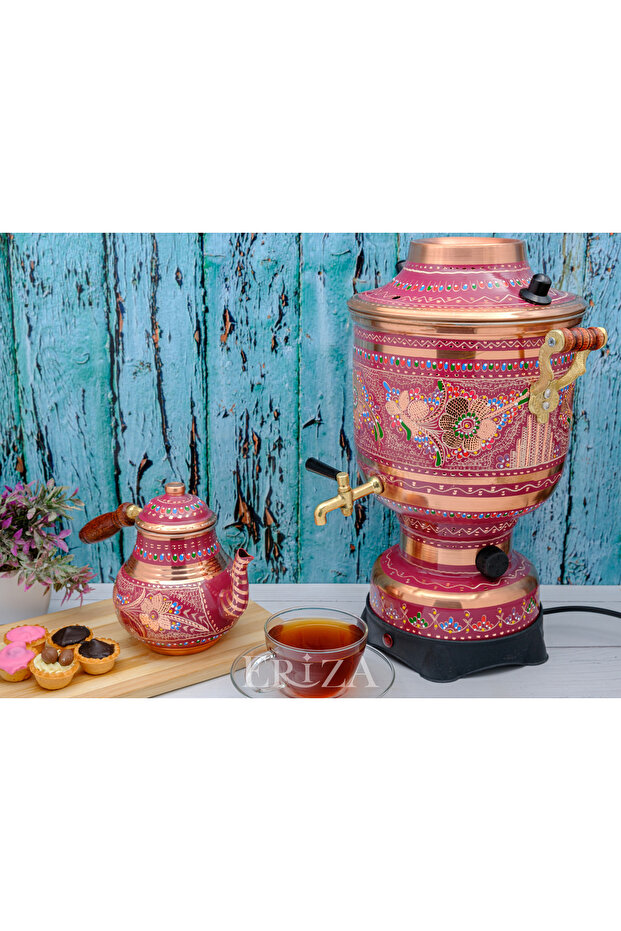 ساموفار نحاسي كهربائي مطرز سعة 6 لتر 220 فولت