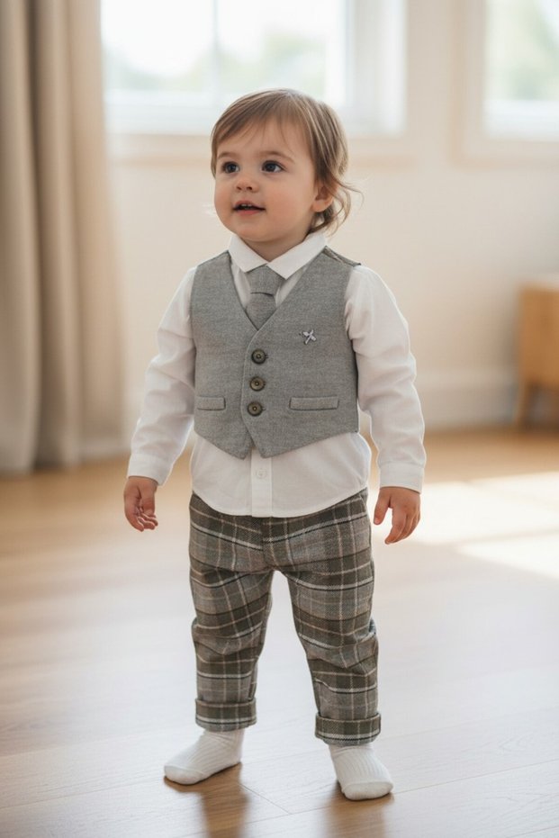 Babydola Baby Tie Shirt Pants Vest 4-Piece Set