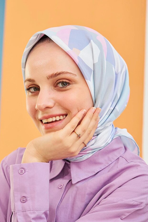 وشاح دافني قطن فيسكوز أخضر منقوش
