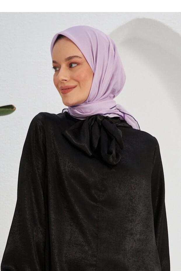 Plain Patterned Lilac Cotton Viscose Scarf