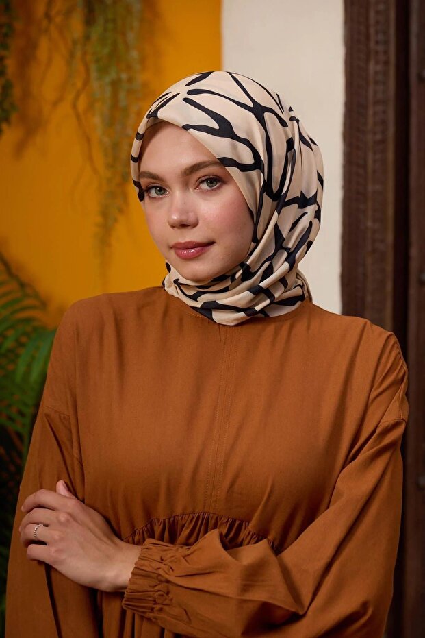 مجموعة مراكش وشاح ناعم أسود بيج 1196-07