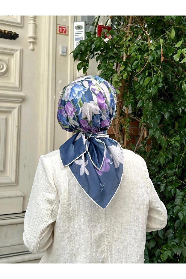 Pera Soft Eşarp Mor Beyaz 1148-18 - 3