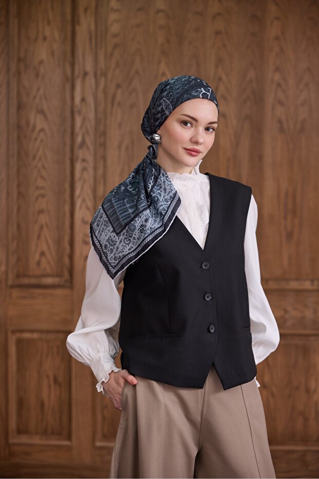 Winter Bloom Soft Eşarp 1242 Siyah - 2