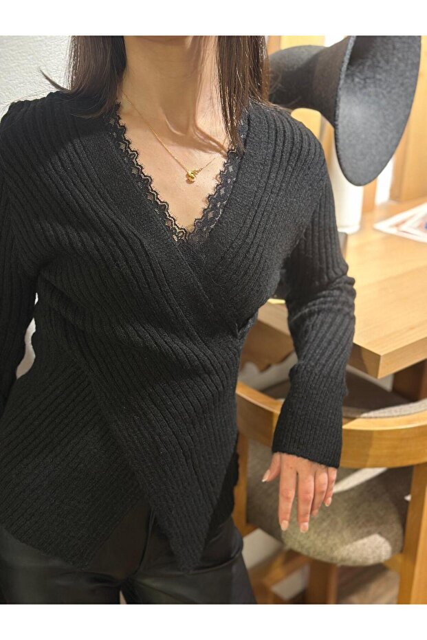 siyah v yaka triko - 2