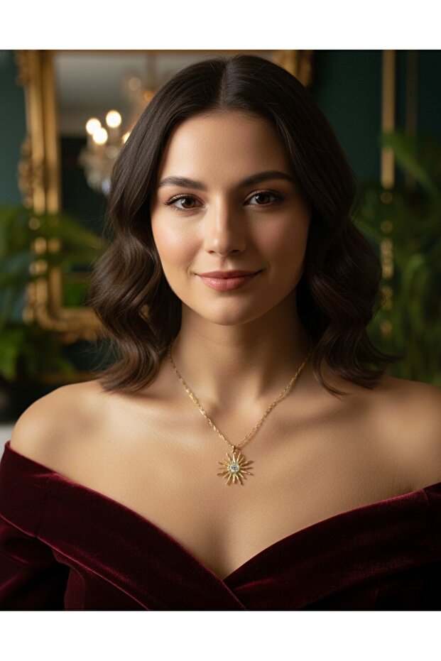 ÇELİK GÜNEŞ KOLYE TAŞLI - 4