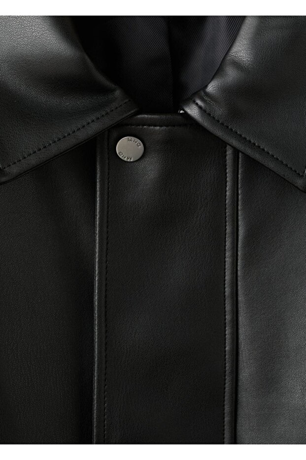 Deri görünümlü cepli ceket - 6